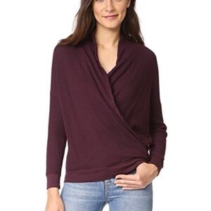 Three dots fireside shawl collar wrap top FLAW
